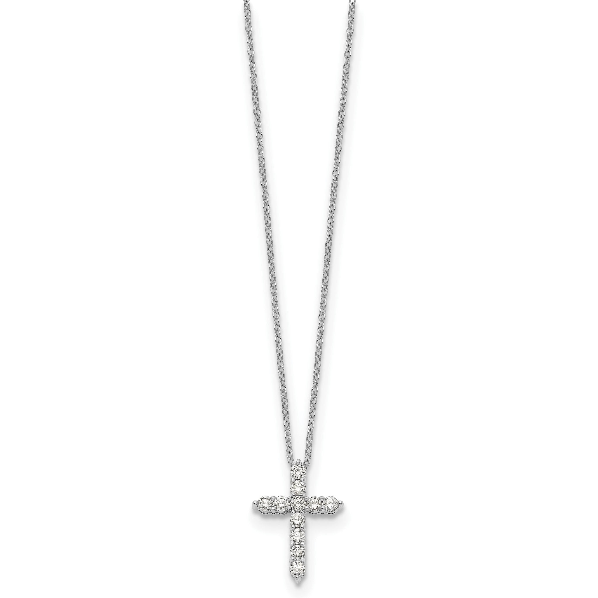 Lab-Grown Diamond Cross Necklace in 14K White Gold (1/2 ct. tw.), 18 Inch Secondary image