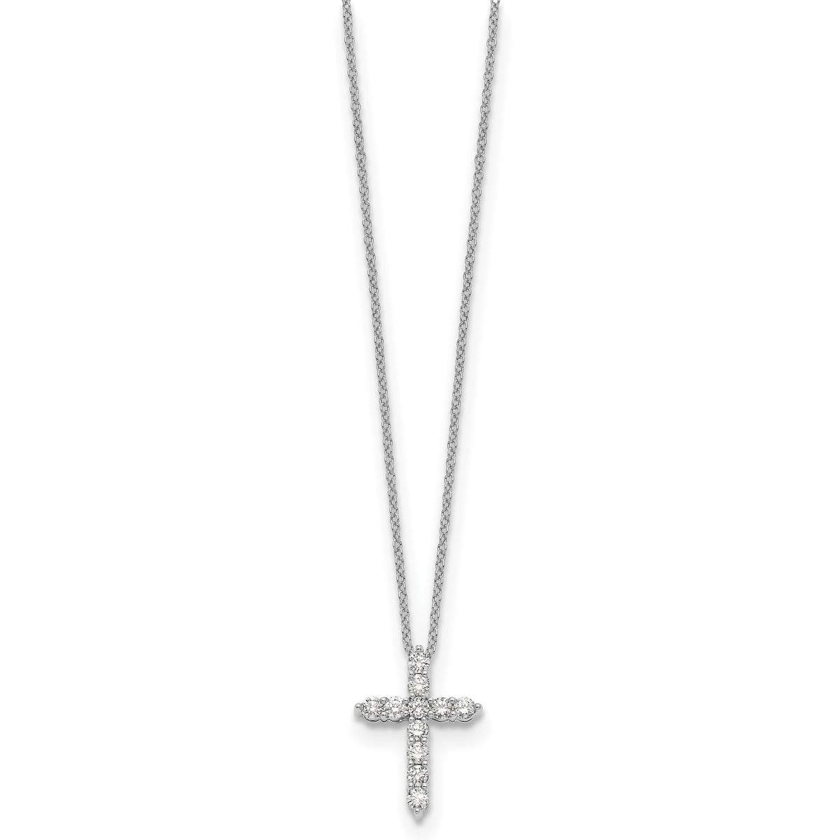 Lab-Grown Diamond Cross Necklace in 14K White Gold (1/2 ct. tw.), 18 Inch - Sophia Jewelers