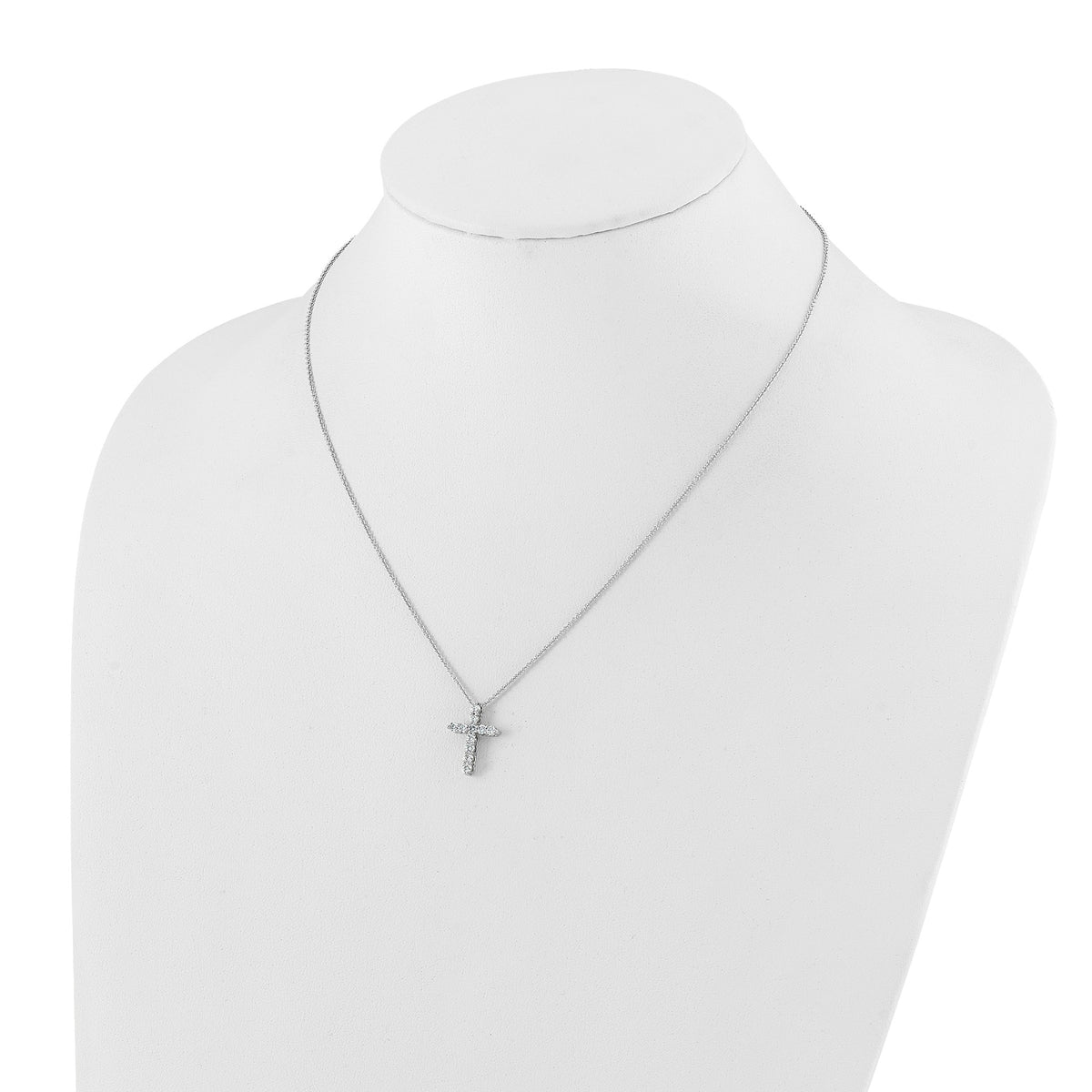 Lab-Grown Diamond Cross Necklace in 14K White Gold (1/2 ct. tw.), 18 Inch - Sophia Jewelers