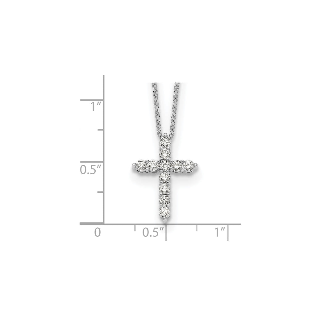 Lab-Grown Diamond Cross Necklace in 14K White Gold (1/2 ct. tw.), 18 Inch - Sophia Jewelers