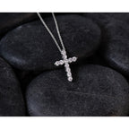 Lab-Grown Diamond Cross Necklace in 14K White Gold (1/2 ct. tw.), 18 Inch - Sophia Jewelers