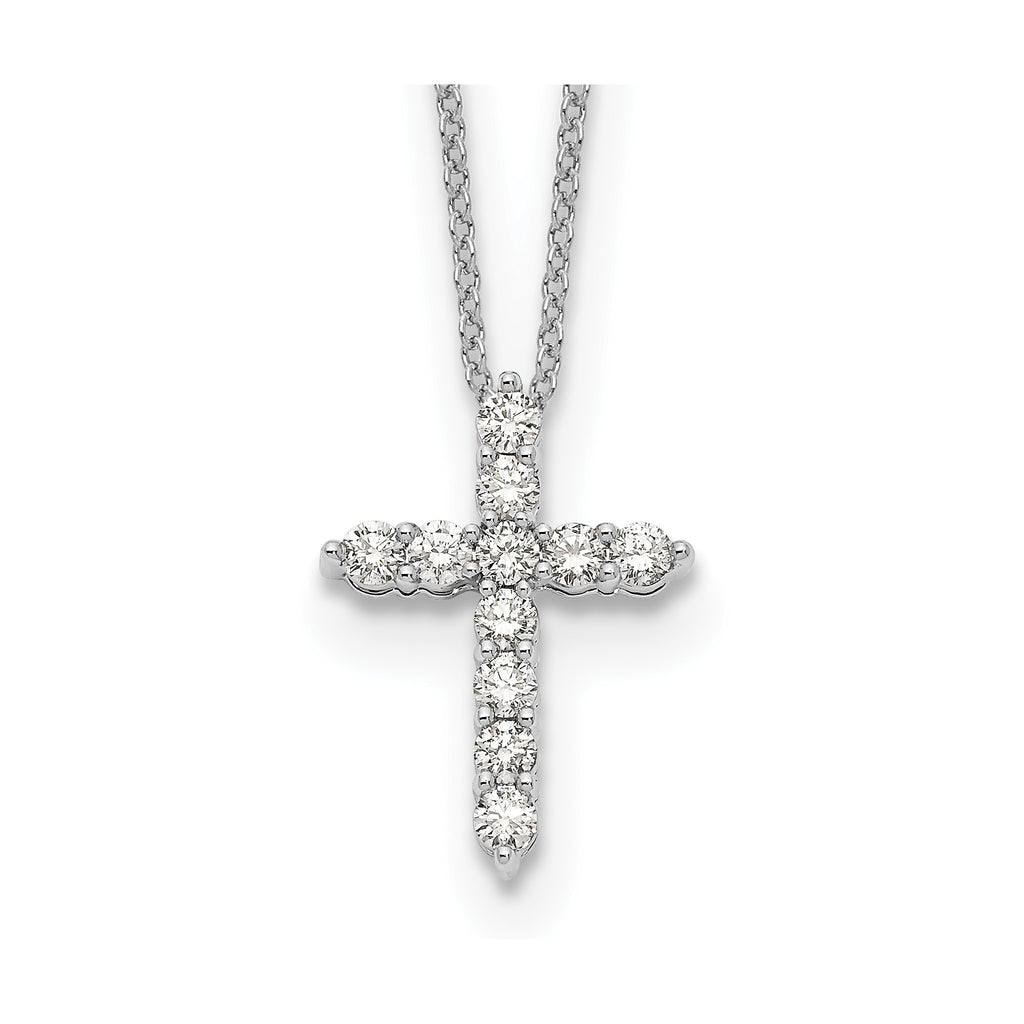 Lab-Grown Diamond Cross Necklace in 14K White Gold (1/2 ct. tw.), 18 Inch - Sophia Jewelers