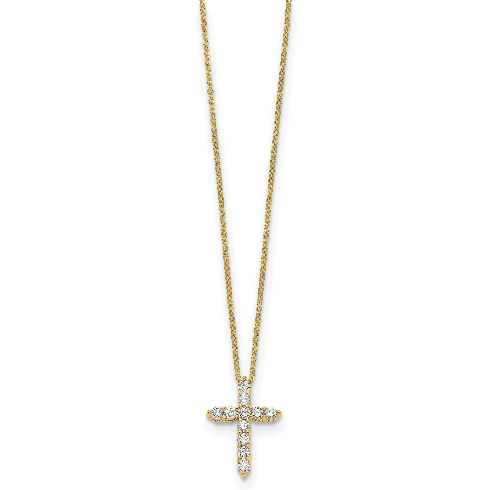 Lab-Grown Diamond Cross Necklace in 14K Yellow Gold (1/2 ct. tw.), 18 Inch Secondary image