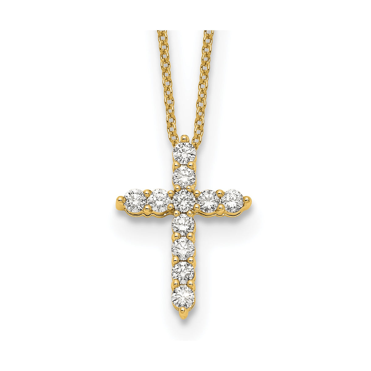Lab-Grown Diamond Cross Necklace in 14K Yellow Gold (1/2 ct. tw.), 18 Inch - Sophia Jewelers Main image