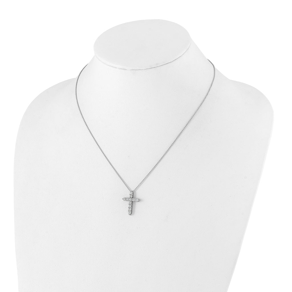 Lab-Grown Diamond Cross Necklace in 14K White Gold (1 ct. tw.), 18 Inch - Sophia Jewelers