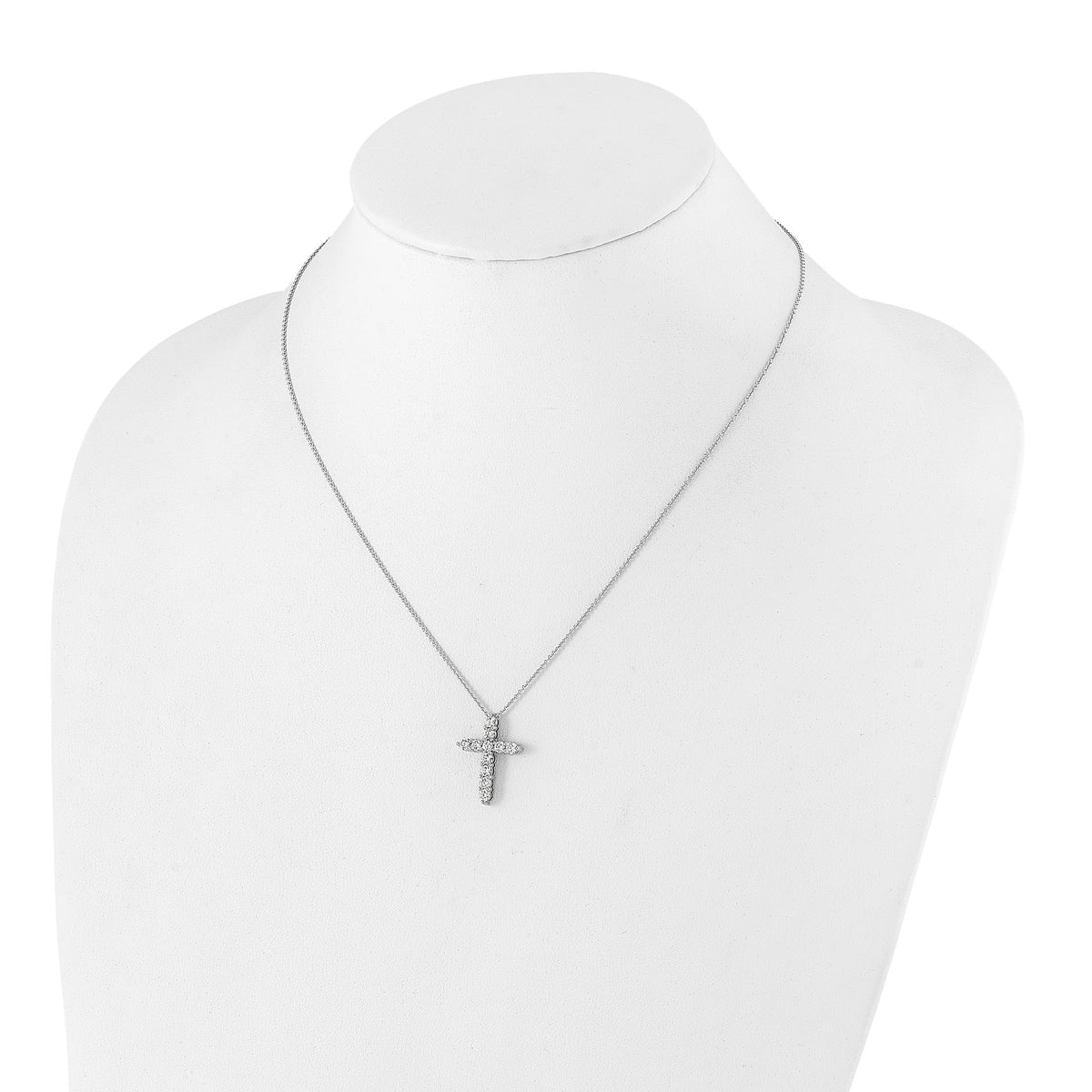Lab-Grown Diamond Cross Necklace in 14K White Gold (1 ct. tw.), 18 Inch - Sophia Jewelers