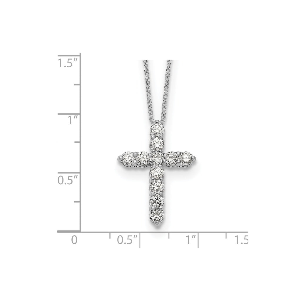 Lab-Grown Diamond Cross Necklace in 14K White Gold (1 ct. tw.), 18 Inch - Sophia Jewelers
