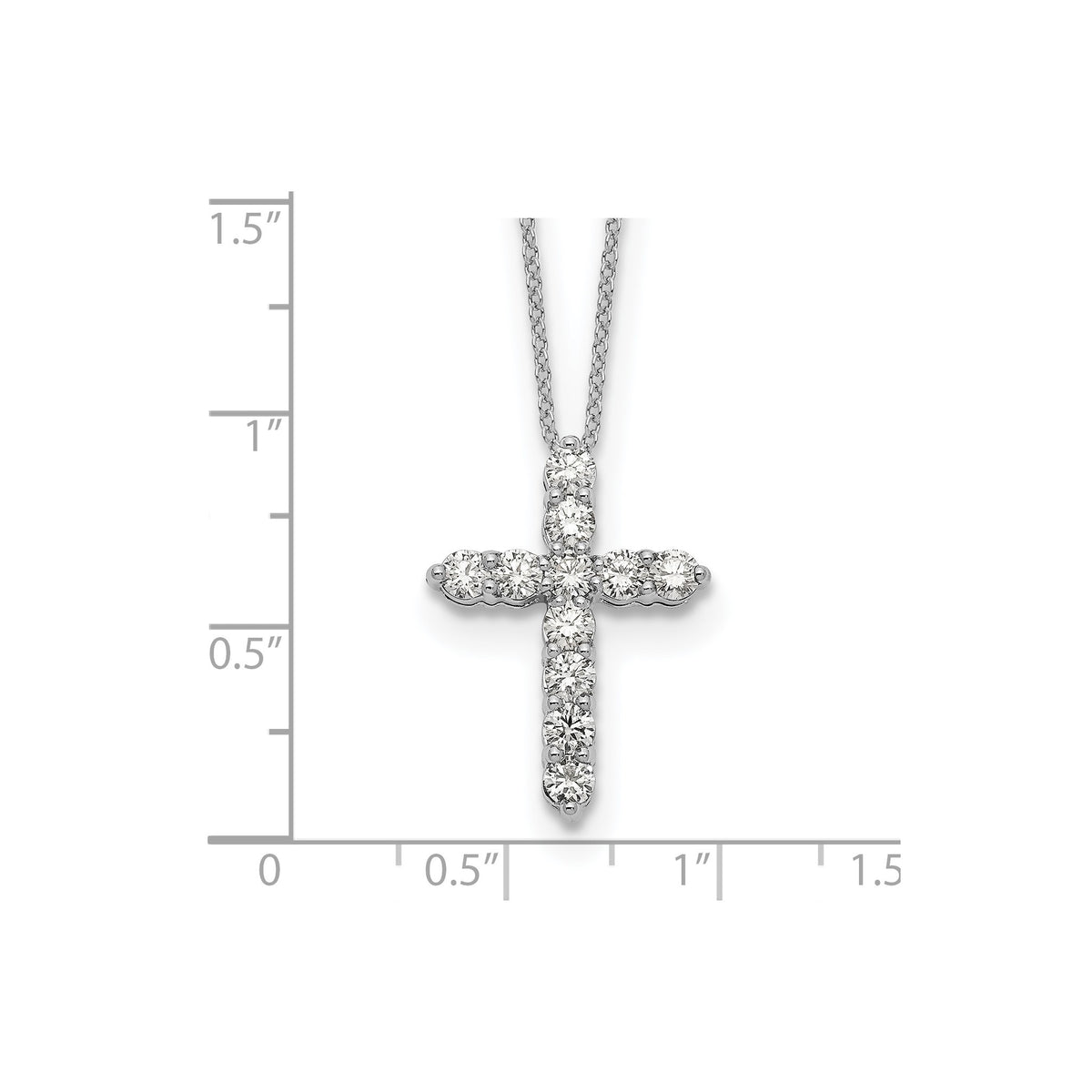 Lab-Grown Diamond Cross Necklace in 14K White Gold (1 ct. tw.), 18 Inch - Sophia Jewelers