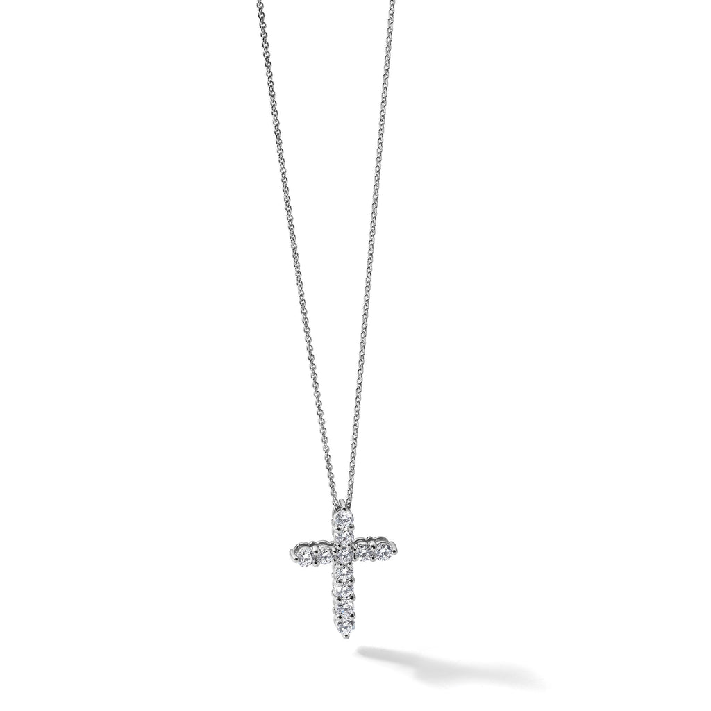 Lab-Grown Diamond Cross Necklace in 14K White Gold (1 ct. tw.), 18 Inch - Sophia Jewelers