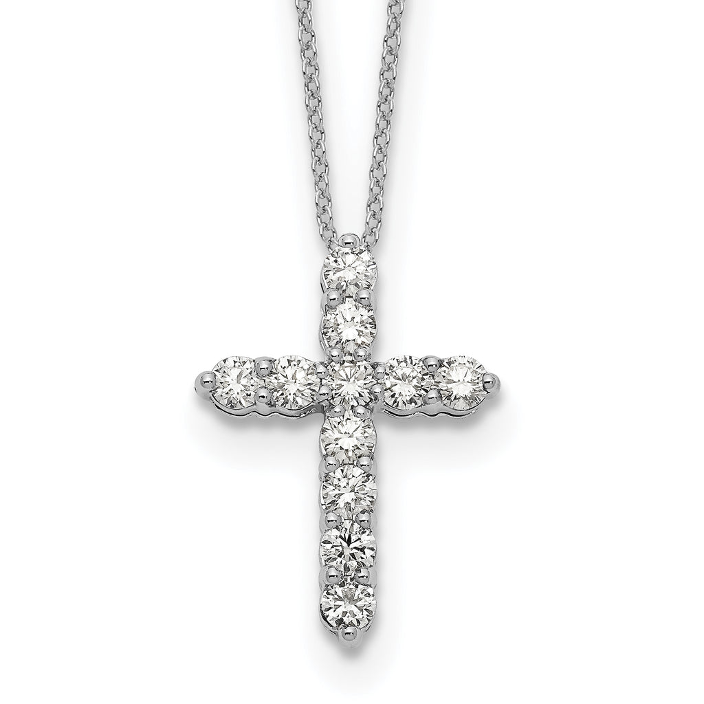 Lab-Grown Diamond Cross Necklace in 14K White Gold (1 ct. tw.), 18 Inch - Sophia Jewelers