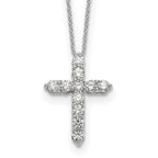 Lab-Grown Diamond Cross Necklace in 14K White Gold (1 ct. tw.), 18 Inch - Sophia Jewelers