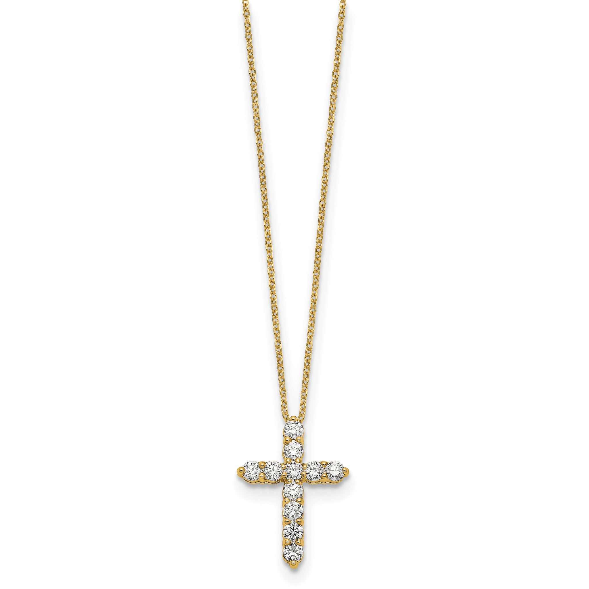 Lab-Grown Diamond Cross Necklace in 14K Yellow Gold (1 ct. tw.), 18 Inch Secondary image