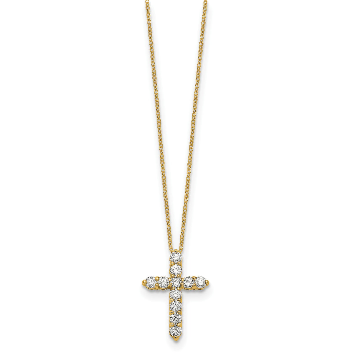 Lab-Grown Diamond Cross Necklace in 14K Yellow Gold (1 ct. tw.), 18 Inch - Sophia Jewelers