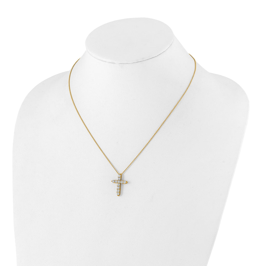Lab-Grown Diamond Cross Necklace in 14K Yellow Gold (1 ct. tw.), 18 Inch - Sophia Jewelers
