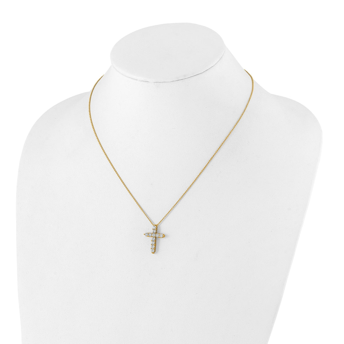 Lab-Grown Diamond Cross Necklace in 14K Yellow Gold (1 ct. tw.), 18 Inch - Sophia Jewelers