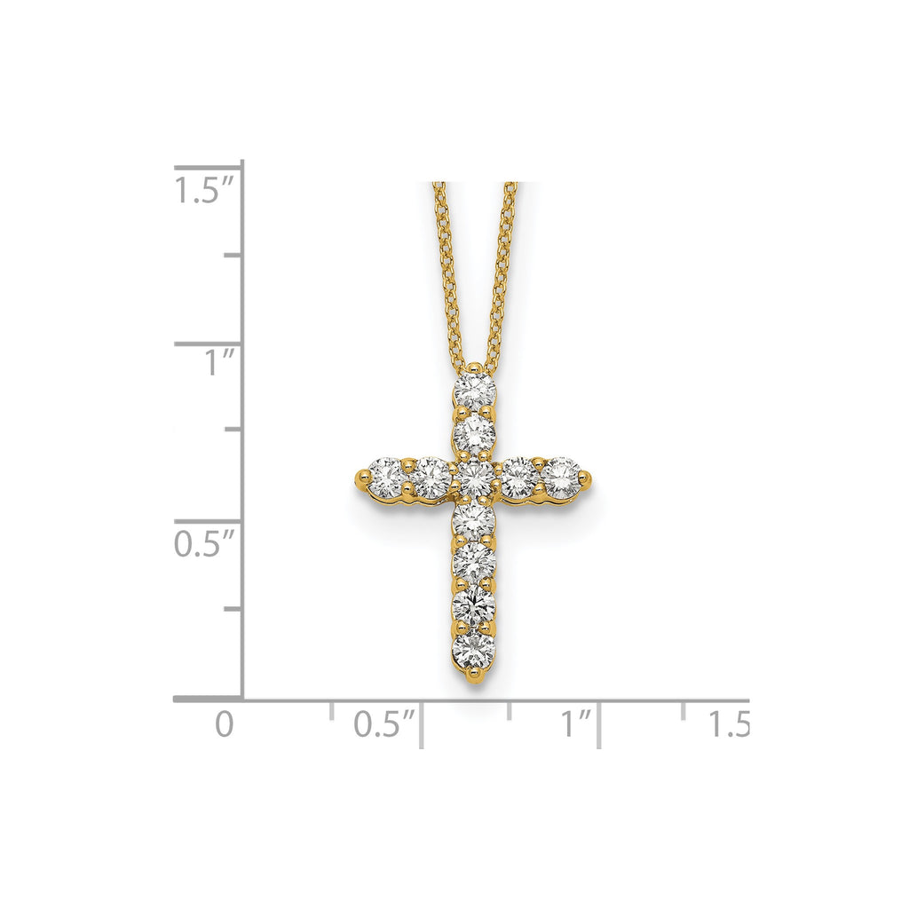 Lab-Grown Diamond Cross Necklace in 14K Yellow Gold (1 ct. tw.), 18 Inch - Sophia Jewelers