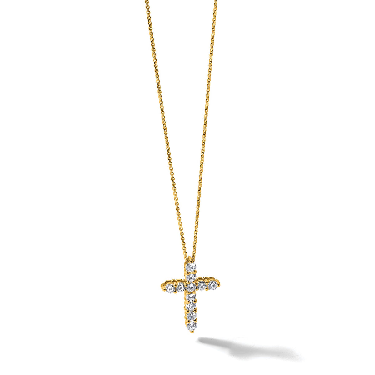 Lab-Grown Diamond Cross Necklace in 14K Yellow Gold (1 ct. tw.), 18 Inch - Sophia Jewelers