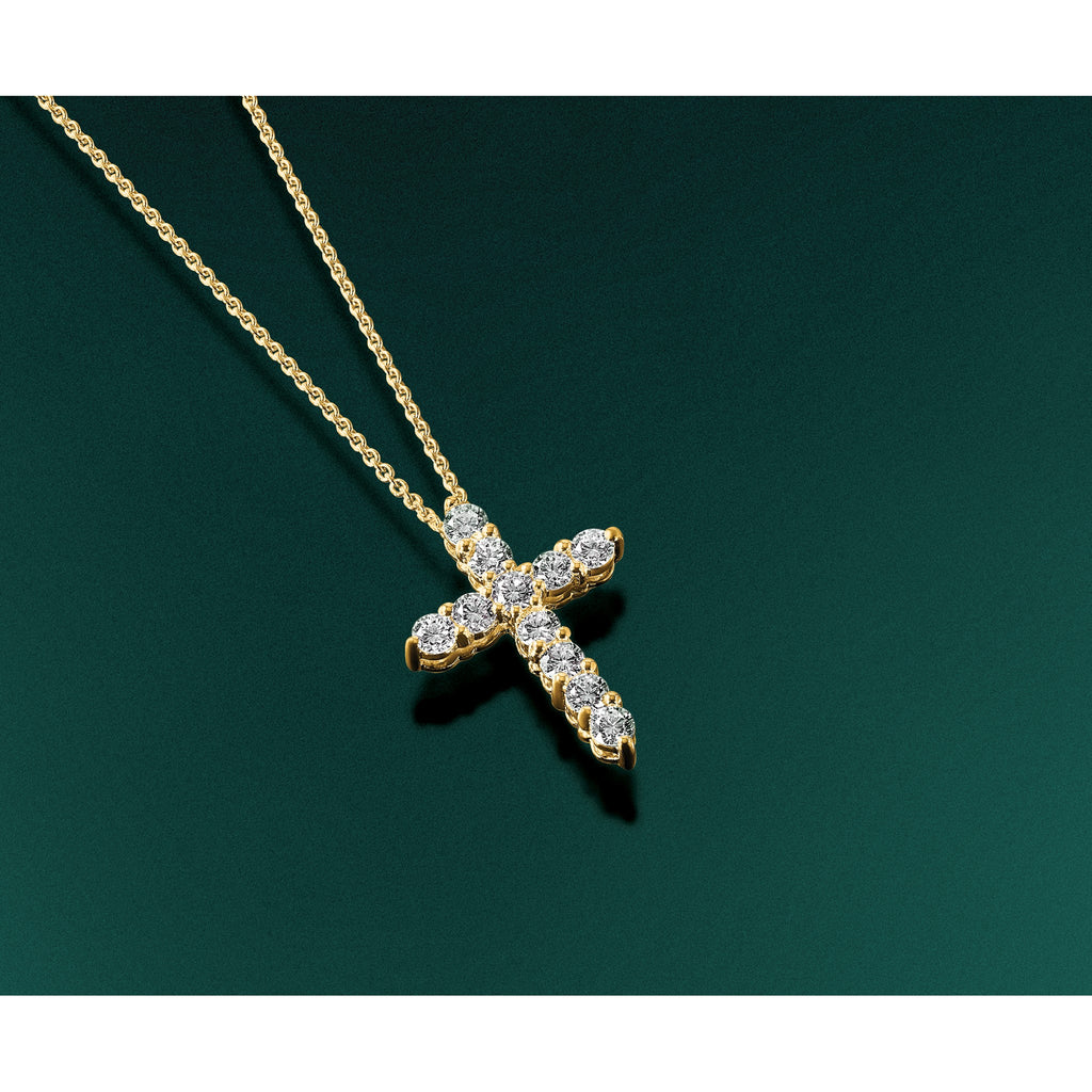 Lab-Grown Diamond Cross Necklace in 14K Yellow Gold (1 ct. tw.), 18 Inch - Sophia Jewelers
