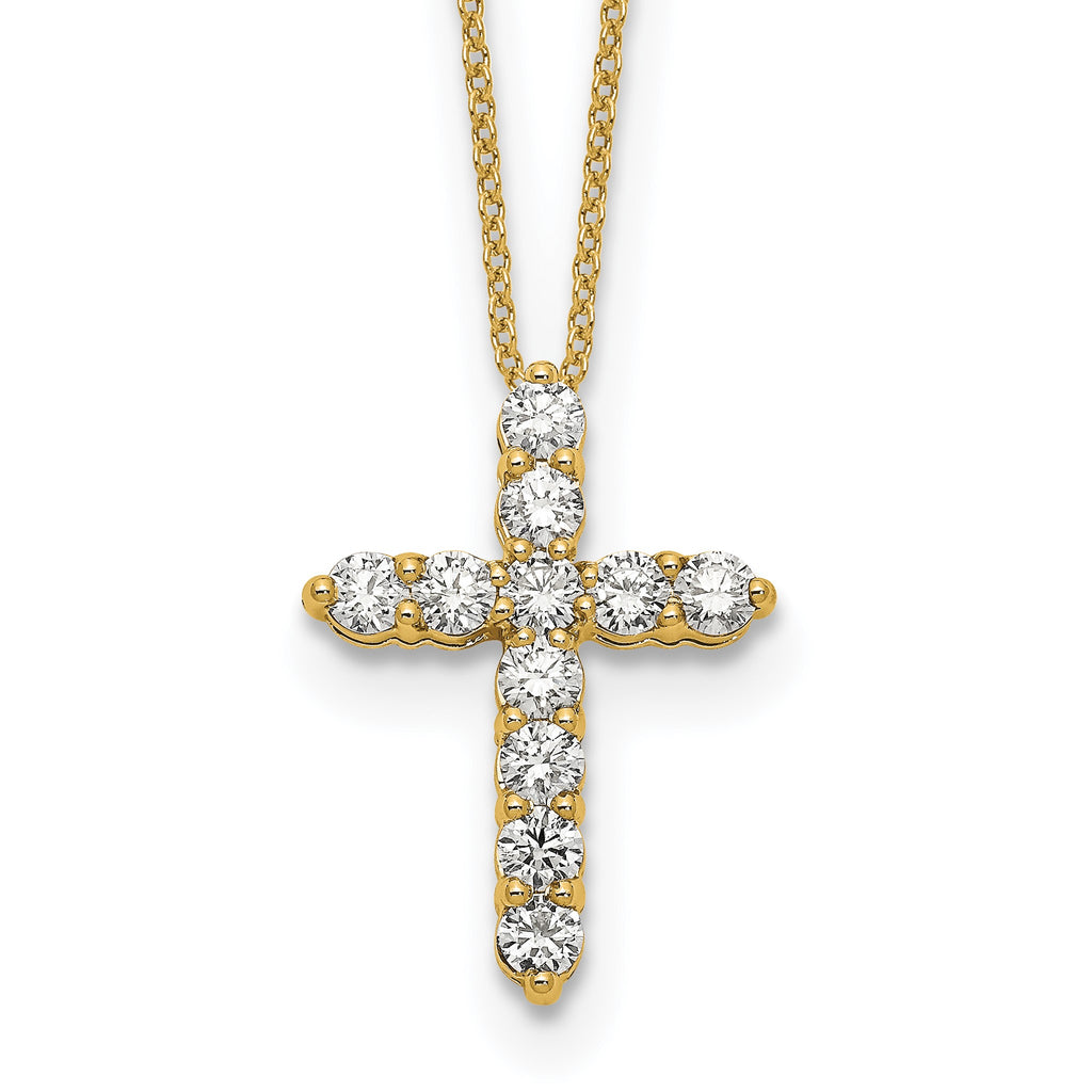 Lab-Grown Diamond Cross Necklace in 14K Yellow Gold (1 ct. tw.), 18 Inch - Sophia Jewelers