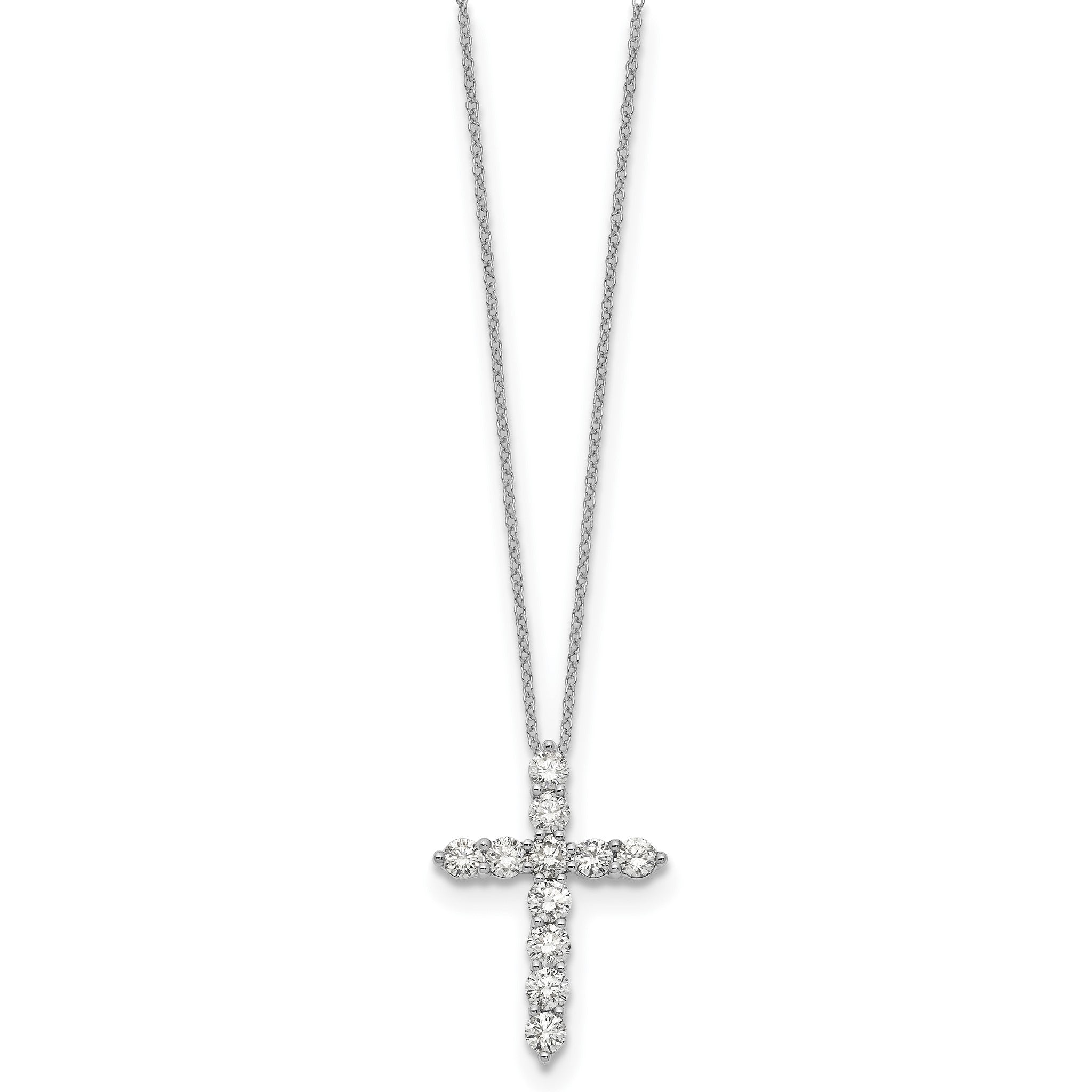 Lab-Grown Diamond Cross Necklace in 14K White Gold (1 1/2 ct. tw.), 18 Inch Secondary image