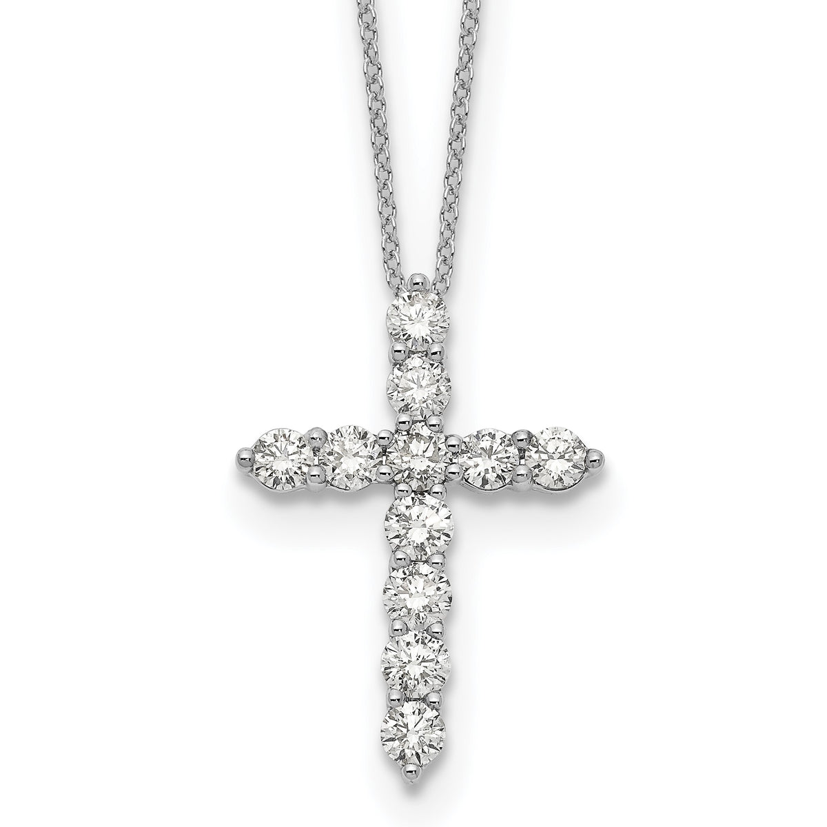 Lab-Grown Diamond Cross Necklace in 14K White Gold (1 1/2 ct. tw.), 18 Inch - Sophia Jewelers Main image