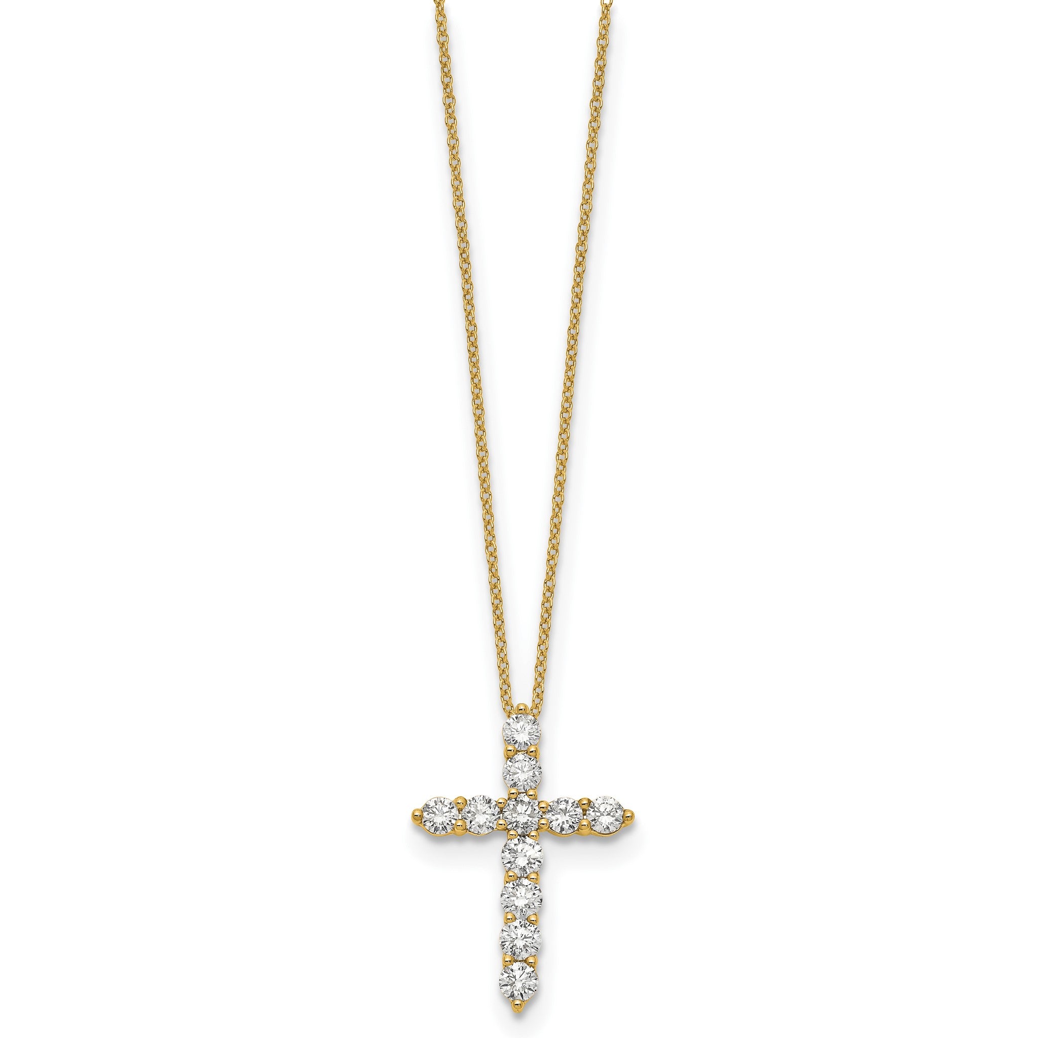 Lab-Grown Diamond Cross Necklace in 14K Yellow Gold (1 1/2 ct. tw.), 18 Inch Secondary image