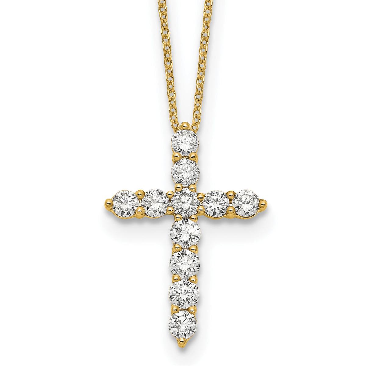 Lab-Grown Diamond Cross Necklace in 14K Yellow Gold (1 1/2 ct. tw.), 18 Inch - Sophia Jewelers Main image
