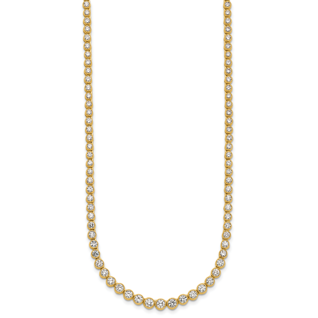 14k 5 carat Lab Grown Diamond VS/SI+ G+ 16 inch with a 2 inch extension Graduated Bezel Set Tennis Necklace