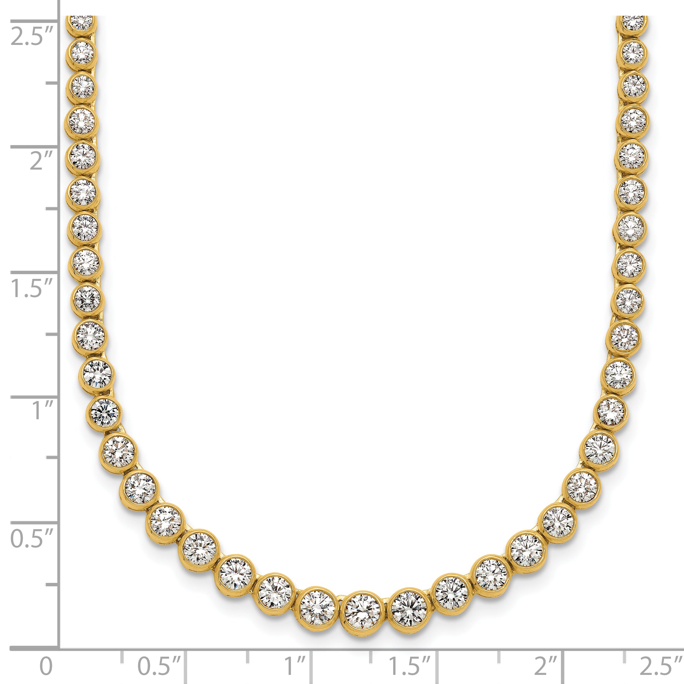 14k 5 carat Lab Grown Diamond VS/SI+ G+ 16 inch with a 2 inch extension Graduated Bezel Set Tennis Necklace