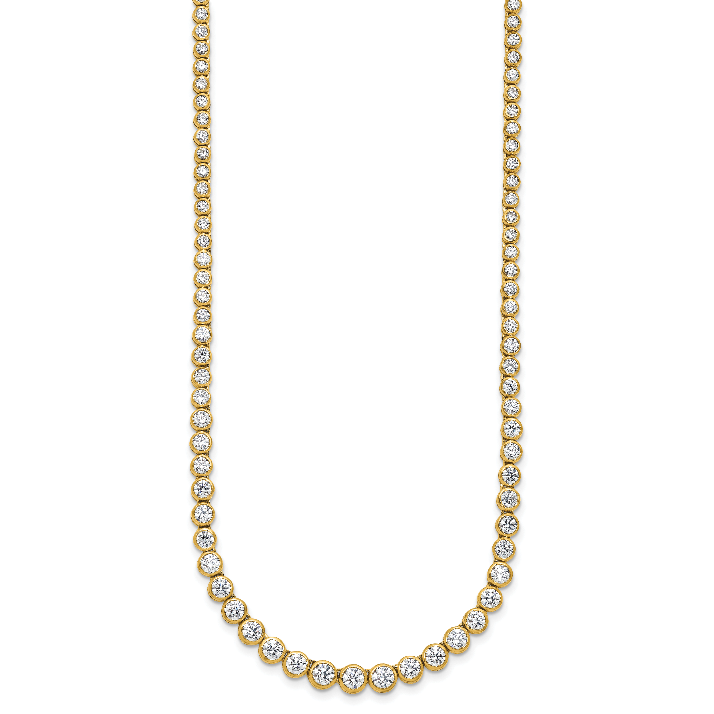 14k 7 carat Lab Grown Diamond VS/SI+ G+ 16 inch with a 2 inch extension Graduated Bezel Set Tennis Necklace Secondary image