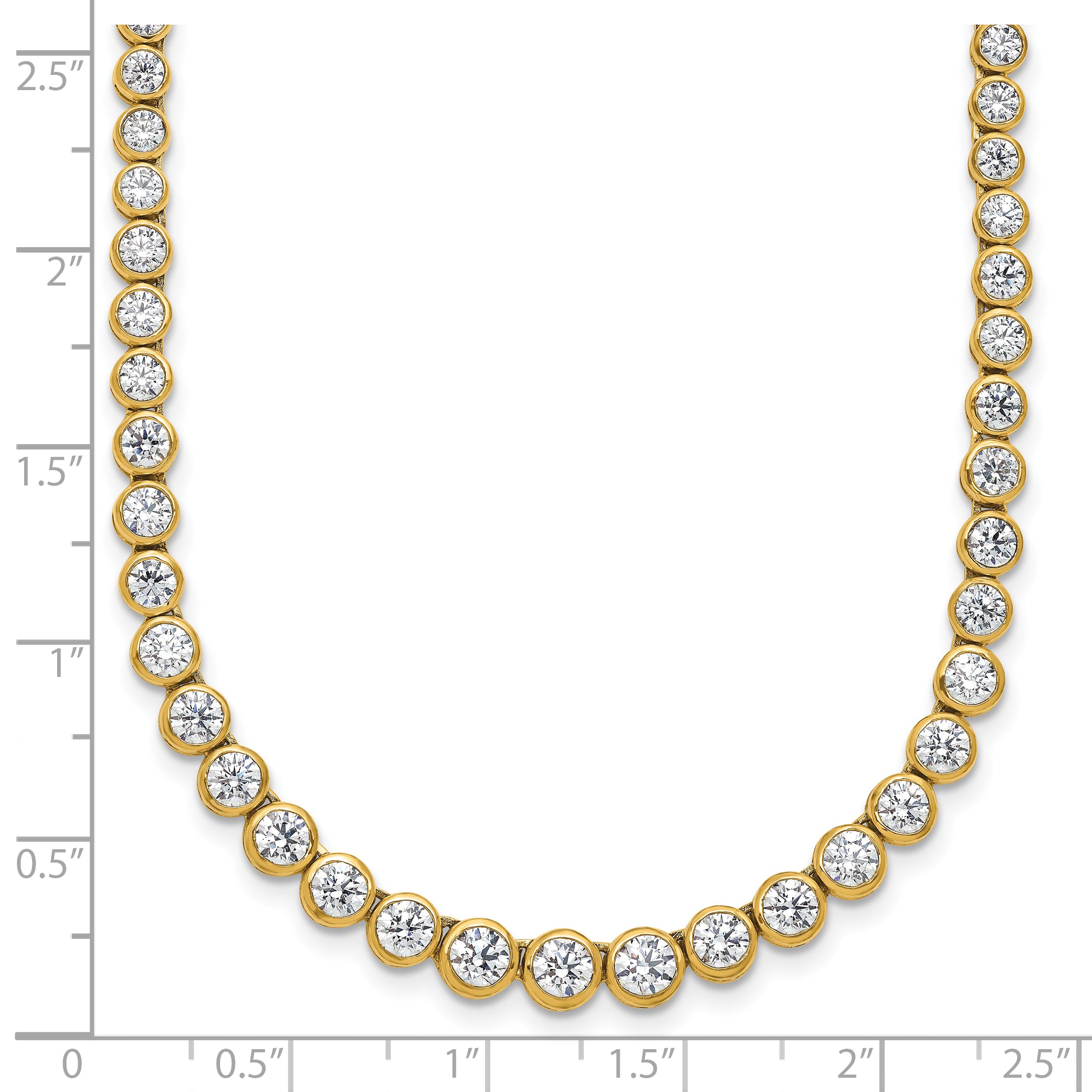 14k 7 carat Lab Grown Diamond VS/SI+ G+ 16 inch with a 2 inch extension Graduated Bezel Set Tennis Necklace