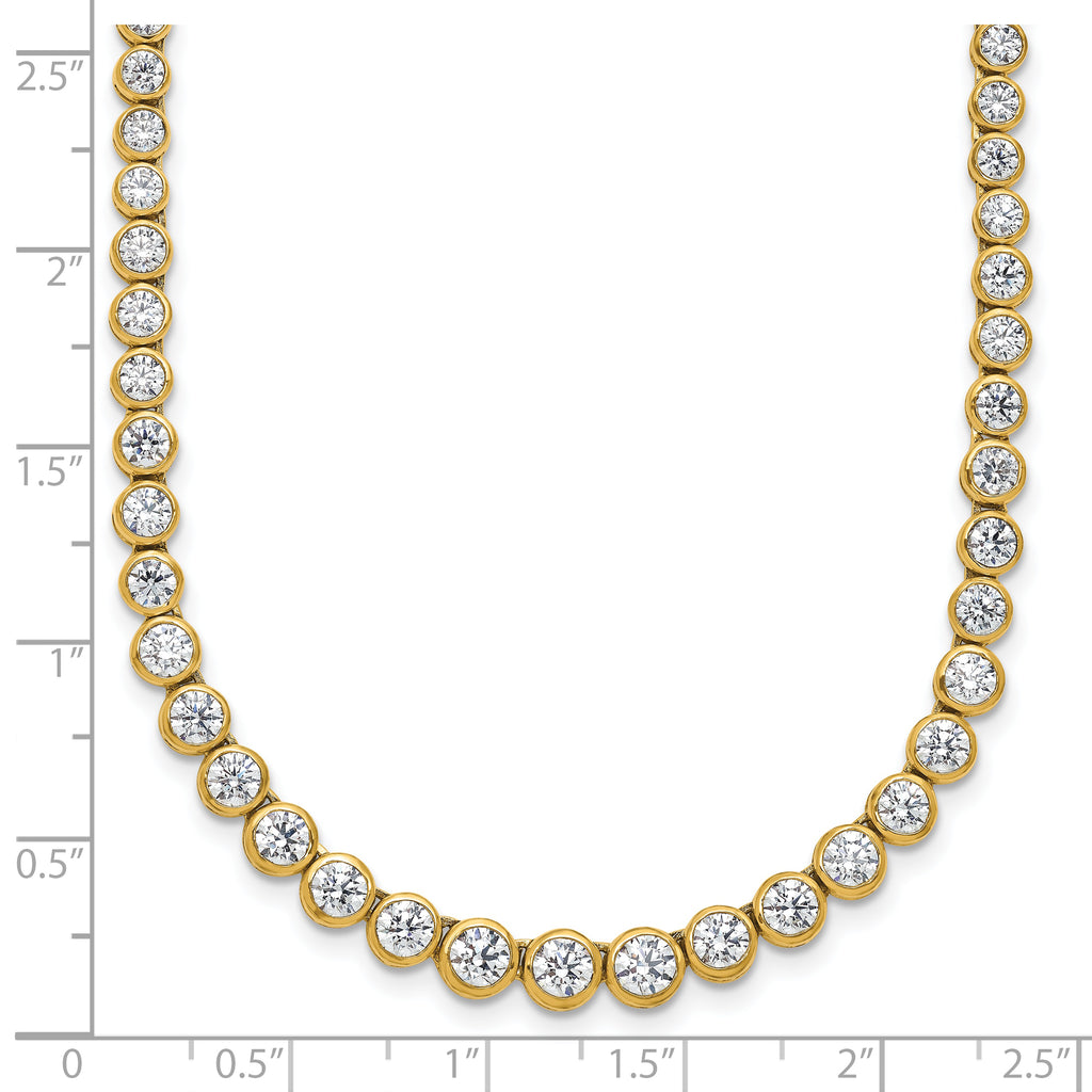 14k 7 carat Lab Grown Diamond VS/SI+ G+ 16 inch with a 2 inch extension Graduated Bezel Set Tennis Necklace