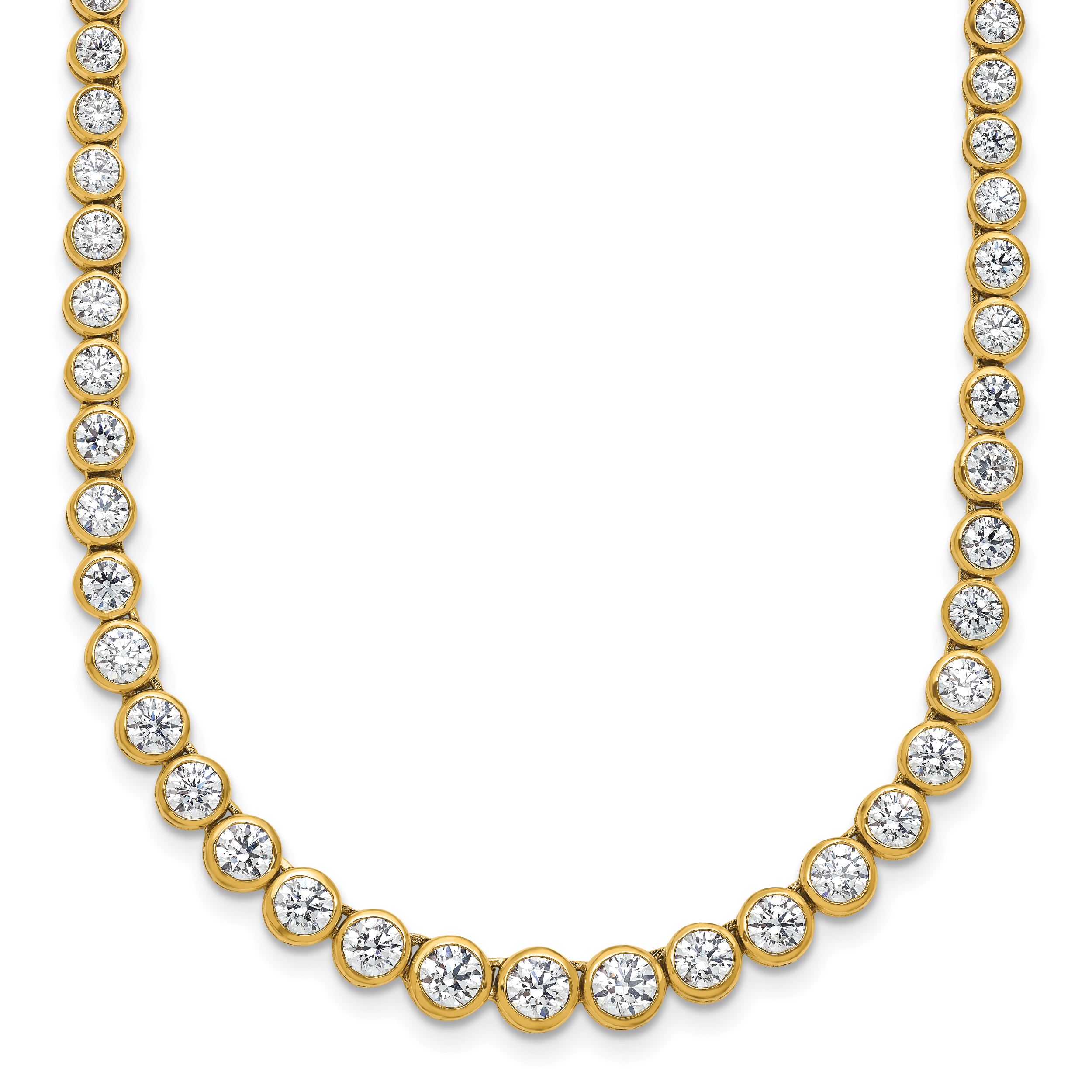 14k 7 carat Lab Grown Diamond VS/SI+ G+ 16 inch with a 2 inch extension Graduated Bezel Set Tennis Necklace Main image