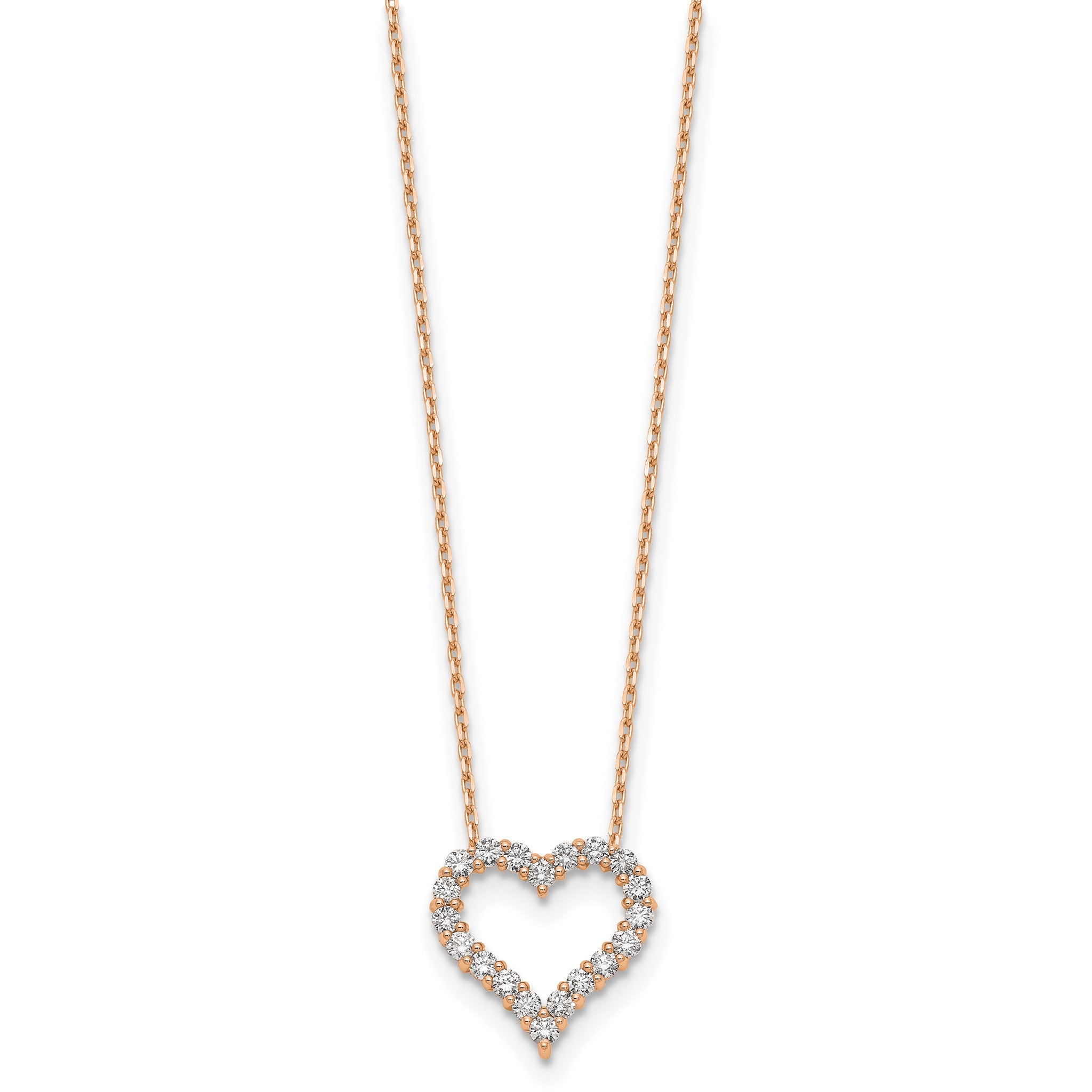 Lab-Grown Diamond Hearts Necklace in 14K Rose Gold, 2.3mm (1 ct. tw.), 18 Inch Secondary image