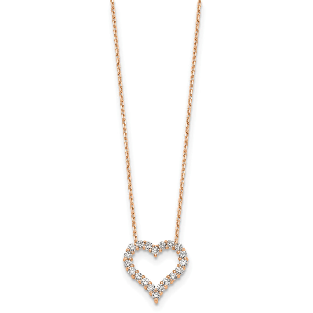 Lab-Grown Diamond Hearts Necklace in 14K Rose Gold, 2.3mm (1 ct. tw.), 18 Inch - Sophia Jewelers