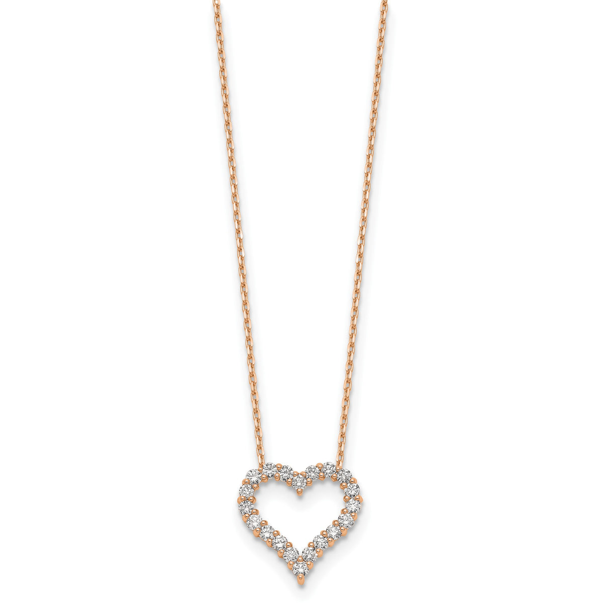 Lab-Grown Diamond Hearts Necklace in 14K Rose Gold, 2.3mm (1 ct. tw.), 18 Inch - Sophia Jewelers