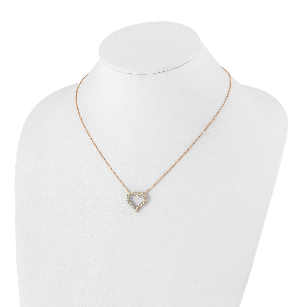 Lab-Grown Diamond Hearts Necklace in 14K Rose Gold, 2.3mm (1 ct. tw.), 18 Inch - Sophia Jewelers