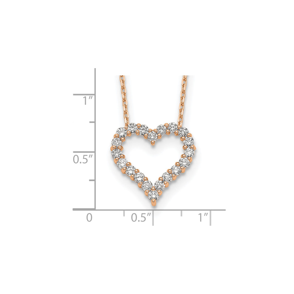 Lab-Grown Diamond Hearts Necklace in 14K Rose Gold, 2.3mm (1 ct. tw.), 18 Inch - Sophia Jewelers