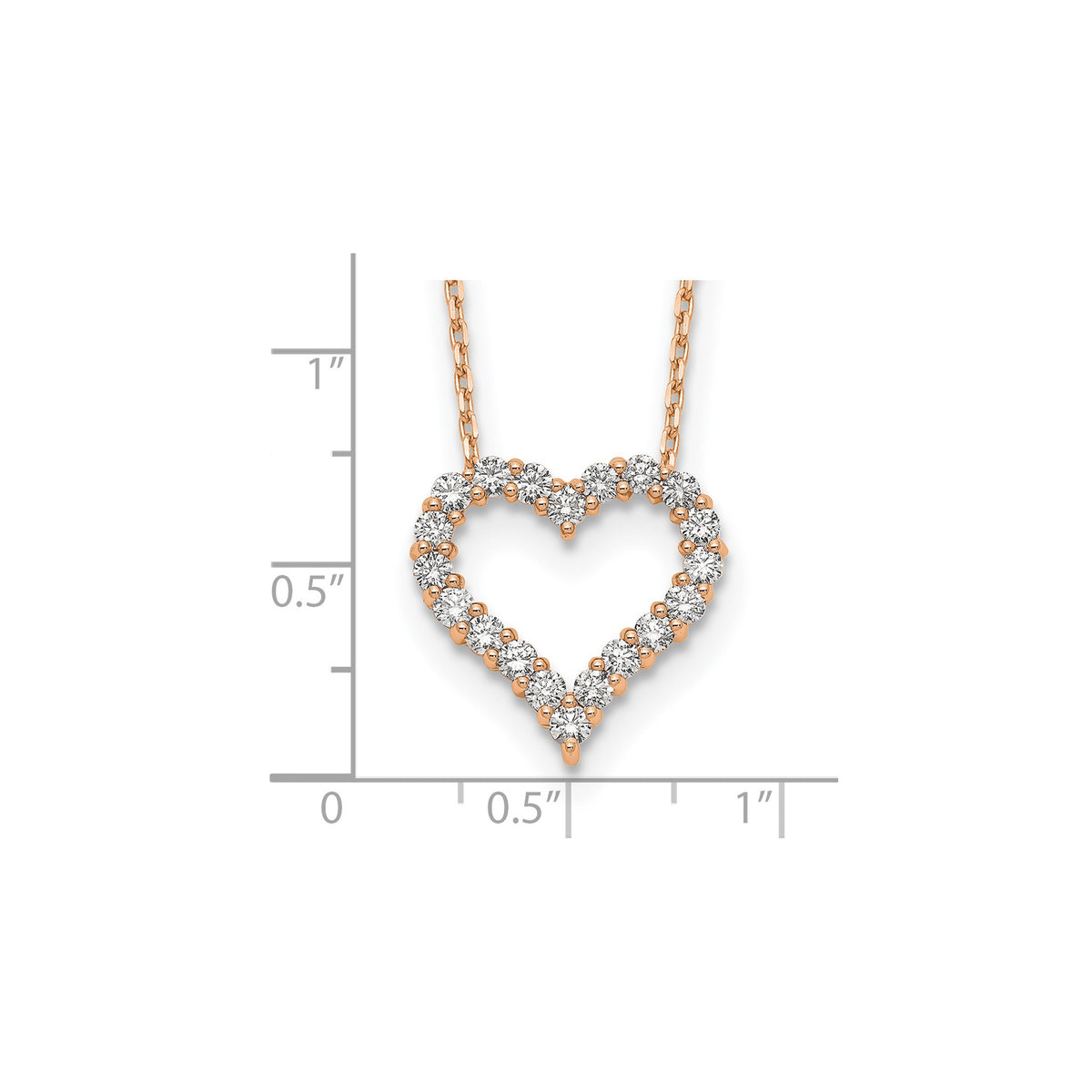 Lab-Grown Diamond Hearts Necklace in 14K Rose Gold, 2.3mm (1 ct. tw.), 18 Inch - Sophia Jewelers