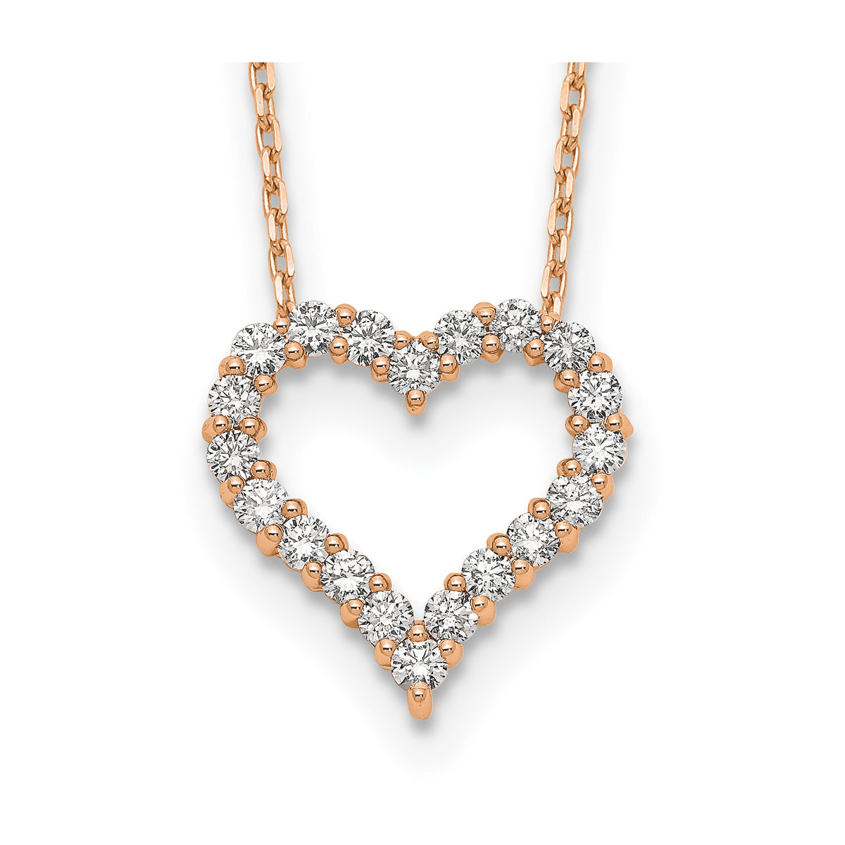 Lab-Grown Diamond Hearts Necklace in 14K Rose Gold, 2.3mm (1 ct. tw.), 18 Inch - Sophia Jewelers Main image