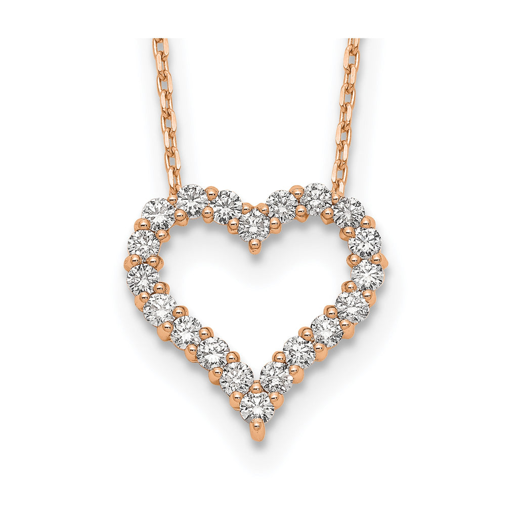 Lab-Grown Diamond Hearts Necklace in 14K Rose Gold, 2.3mm (1 ct. tw.), 18 Inch - Sophia Jewelers