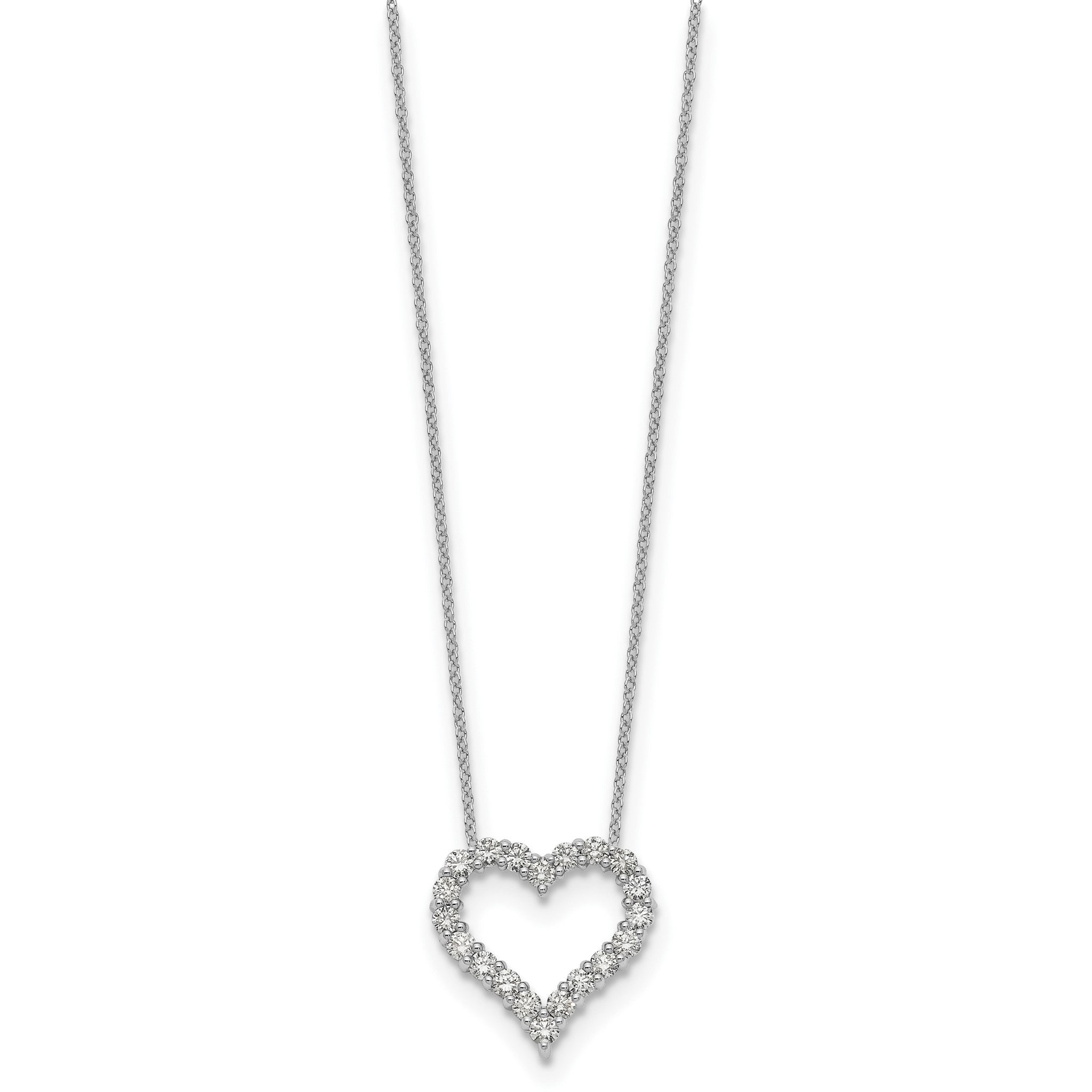 Lab-Grown Diamond Hearts Necklace in 14K White Gold, 2.3mm (1 ct. tw.), 18 Inch Secondary image