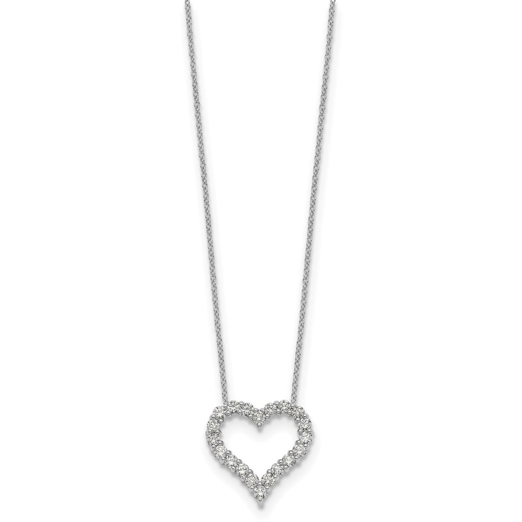 Lab-Grown Diamond Hearts Necklace in 14K White Gold, 2.3mm (1 ct. tw.), 18 Inch - Sophia Jewelers