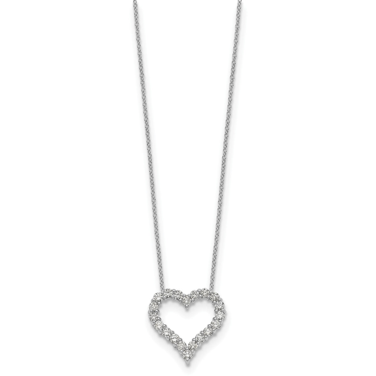 Lab-Grown Diamond Hearts Necklace in 14K White Gold, 2.3mm (1 ct. tw.), 18 Inch - Sophia Jewelers