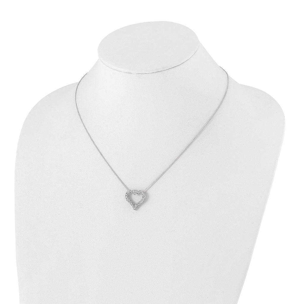 Lab-Grown Diamond Hearts Necklace in 14K White Gold, 2.3mm (1 ct. tw.), 18 Inch - Sophia Jewelers