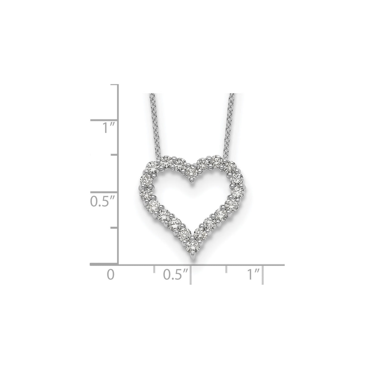 Lab-Grown Diamond Hearts Necklace in 14K White Gold, 2.3mm (1 ct. tw.), 18 Inch - Sophia Jewelers