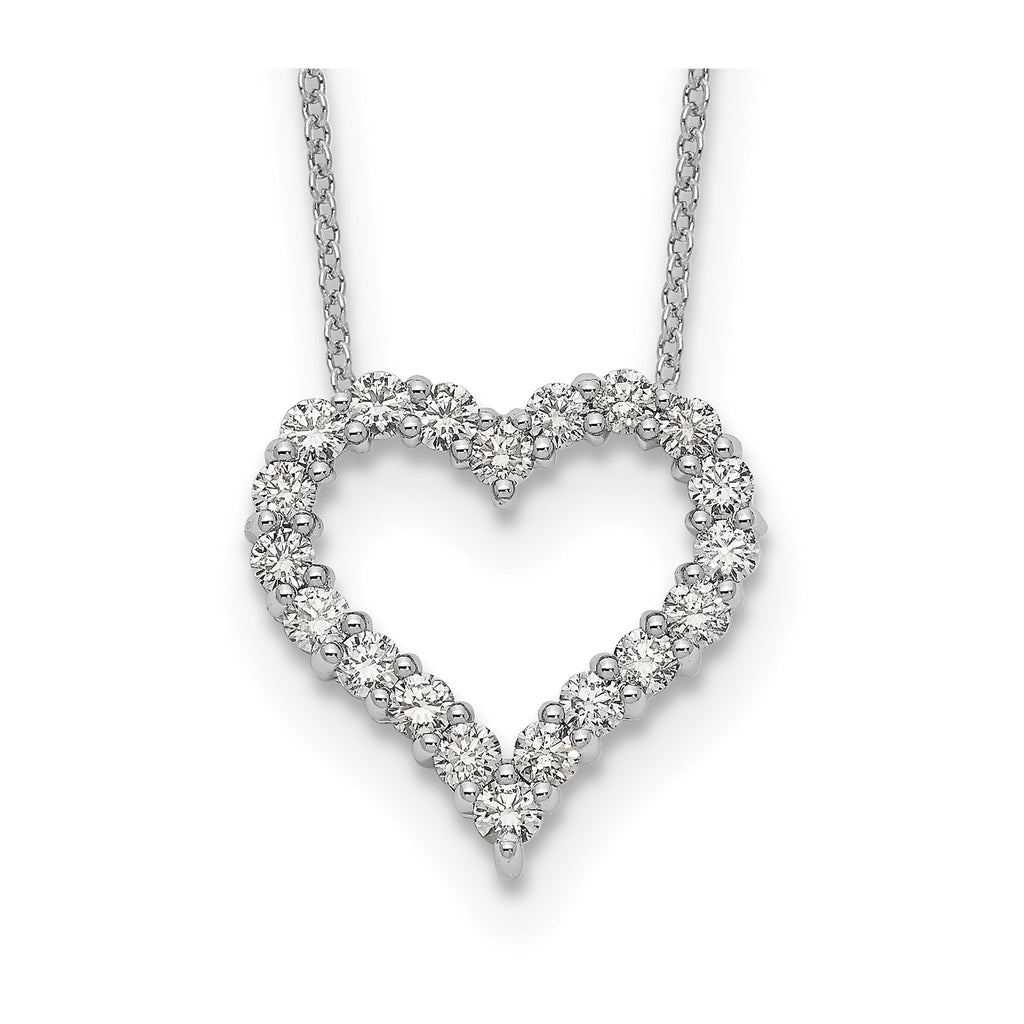 Lab-Grown Diamond Hearts Necklace in 14K White Gold, 2.3mm (1 ct. tw.), 18 Inch - Sophia Jewelers