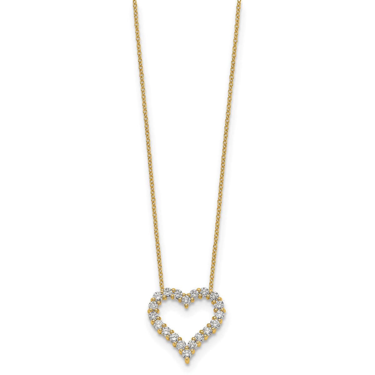 Lab-Grown Diamond Hearts Necklace in 14K Yellow Gold, 2.3mm (1 ct. tw.), 18 Inch - Sophia Jewelers