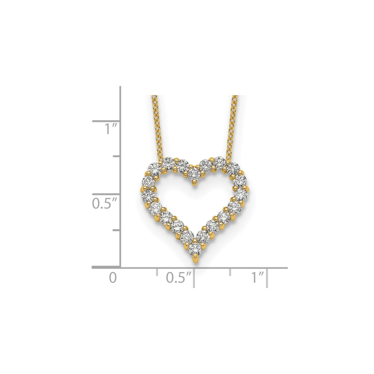 Lab-Grown Diamond Hearts Necklace in 14K Yellow Gold, 2.3mm (1 ct. tw.), 18 Inch - Sophia Jewelers