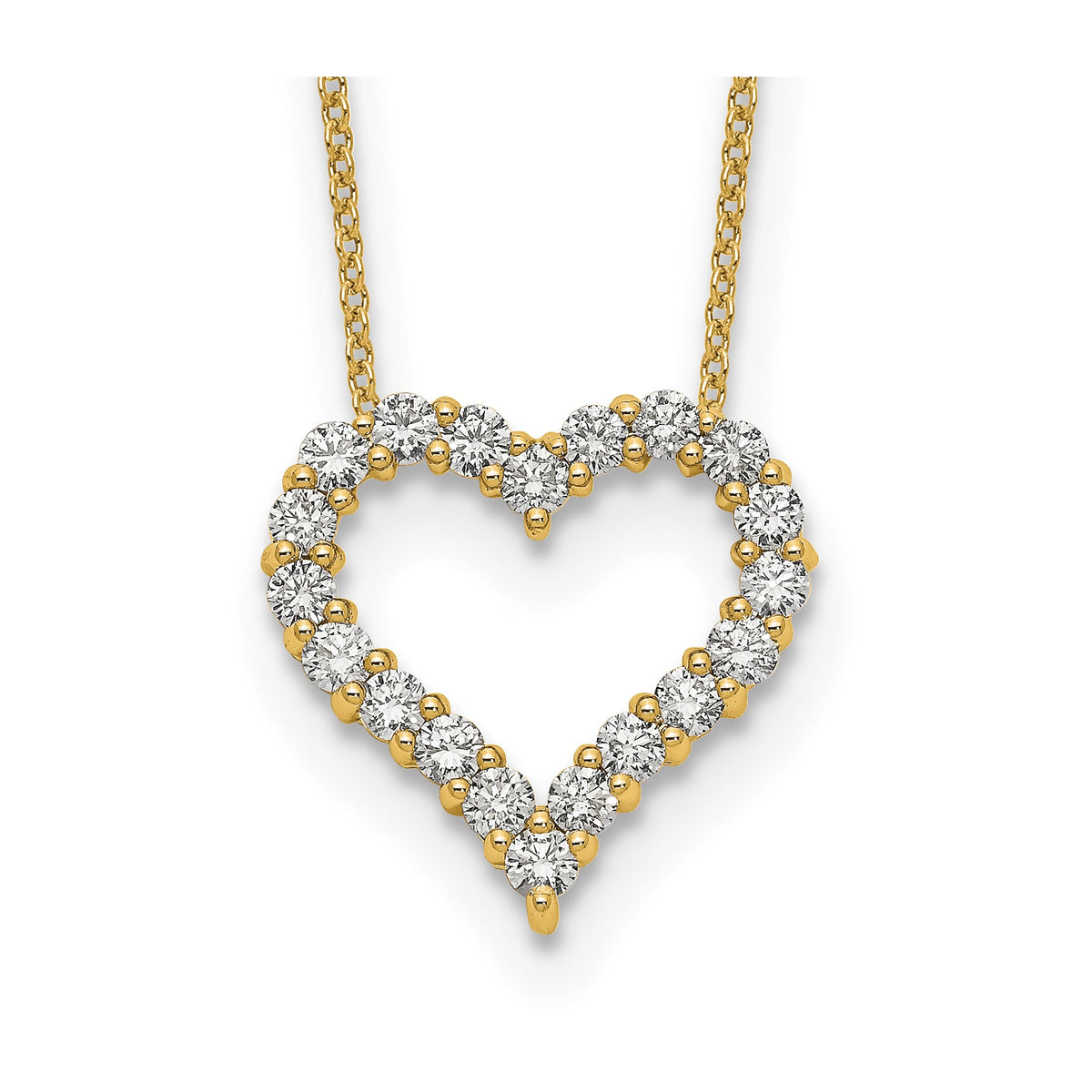 Lab-Grown Diamond Hearts Necklace in 14K Yellow Gold, 2.3mm (1 ct. tw.), 18 Inch - Sophia Jewelers Main image
